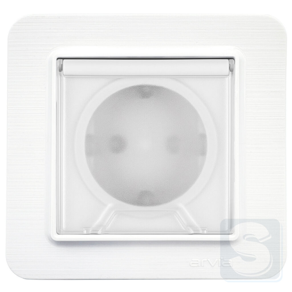 Розетка с заземлением и крышкой 16A/220V Arvia Electric Lavin Белый